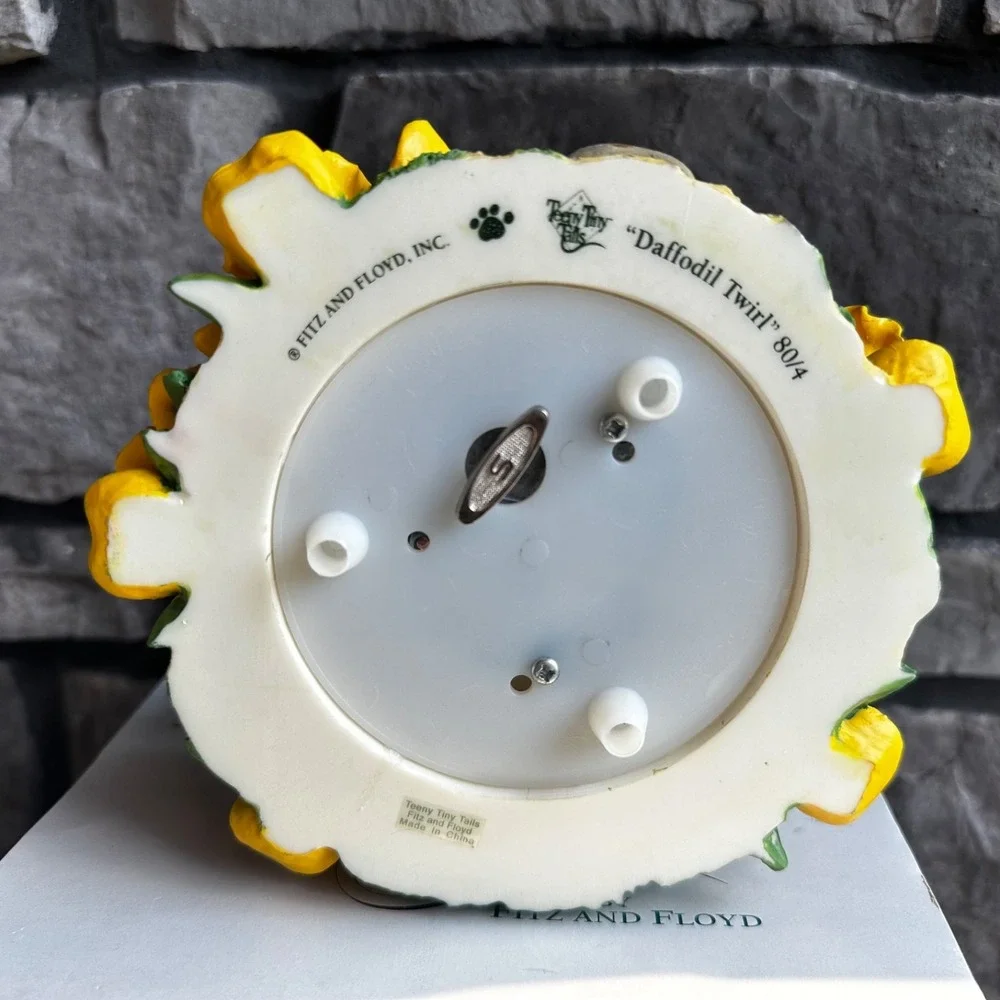 Fitz and Floyd Teeny Tiny Tails Music Box Daffodil Twirl Cottage Grandmacore EUC